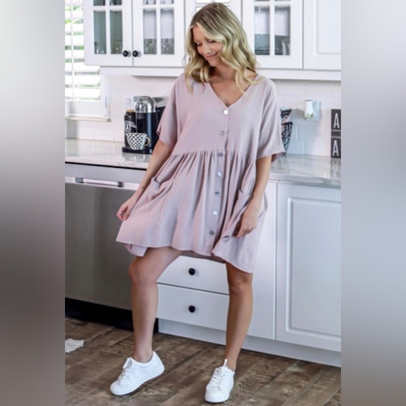 My Story dress linen baby doll lilac with pockets - Picture 5 of 11